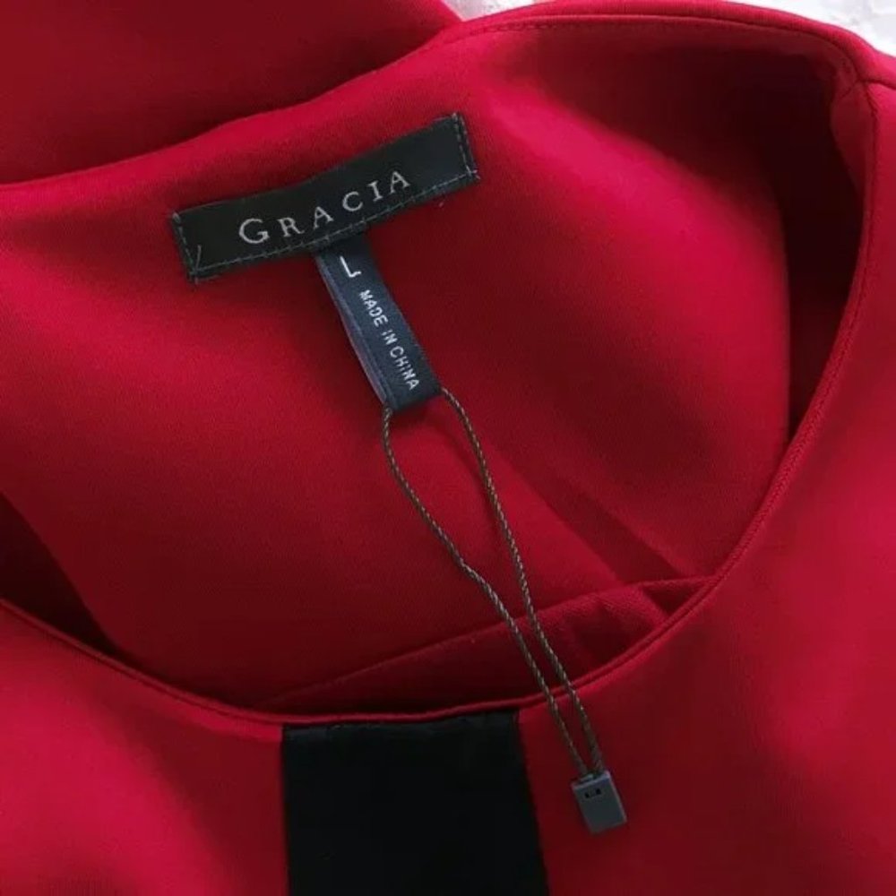 Faux Leather Bandage Dress Sleeveless Red Black Women L, Gracia - Picture 9 of 9
